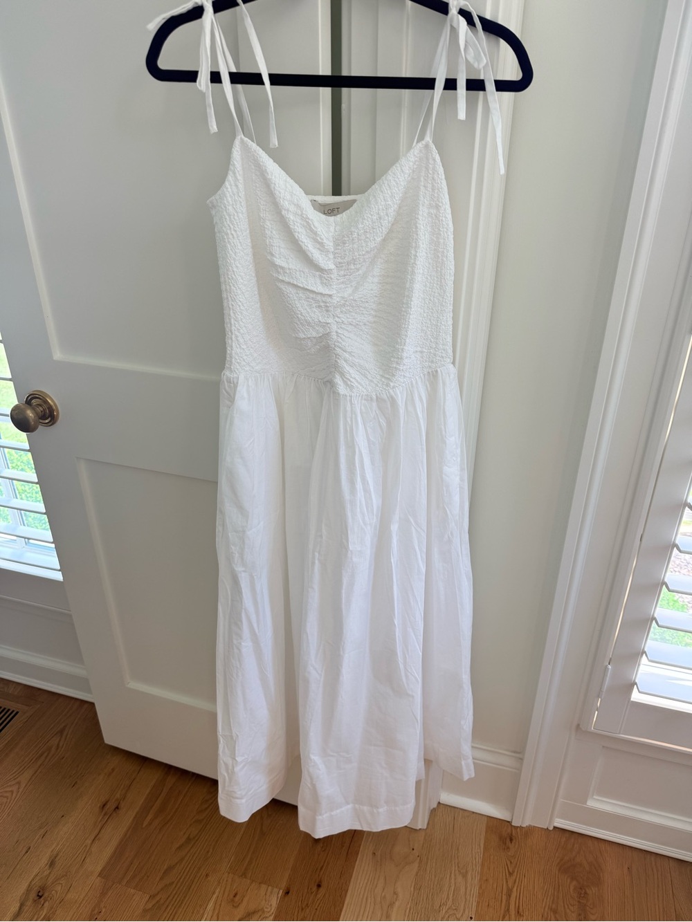 LOFT White Tie-Shoulder Maxi Dress